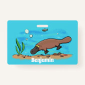 Cartoon voor het zwemmen van cute platypus badge (Achterkant)