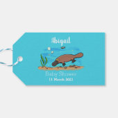 Cartoon voor het zwemmen van cute platypus cadeaulabel (Achterkant Horizontaal)
