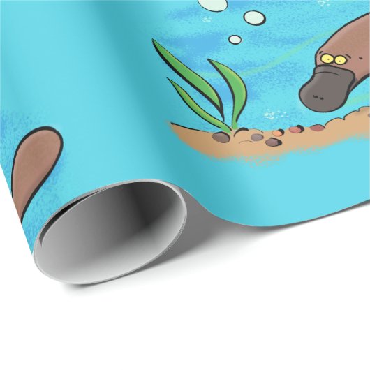 Cartoon voor het zwemmen van cute platypus cadeaupapier (Rol Hoek)