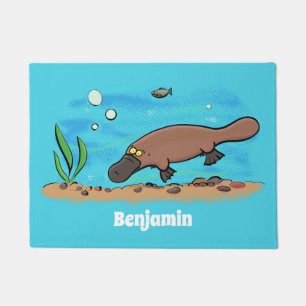 Cartoon voor het zwemmen van cute platypus deurmat