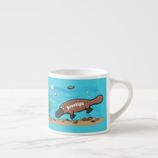 Cartoon voor het zwemmen van cute platypus espresso kop (Rechts)
