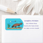 Cartoon voor het zwemmen van cute platypus etiket (Insitu)