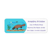 Cartoon voor het zwemmen van cute platypus etiket (Voorkant)