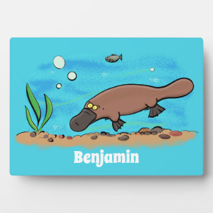 Cartoon voor het zwemmen van cute platypus fotoplaat