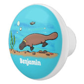 Cartoon voor het zwemmen van cute platypus keramische knop (Rechts)