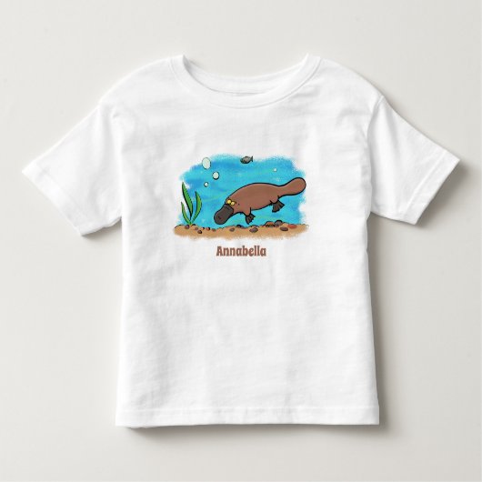 Cartoon voor het zwemmen van cute platypus kinder shirts (Voorkant)