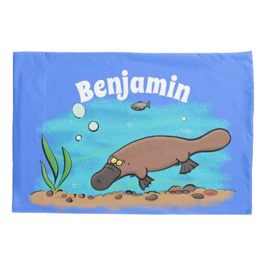 Cartoon voor het zwemmen van cute platypus kussensloop (Achterkant)