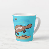 Cartoon voor het zwemmen van cute platypus latte mok (Rechterhoek)