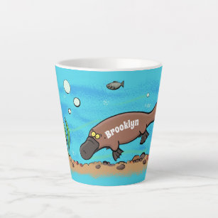 Cartoon voor het zwemmen van cute platypus latte mok