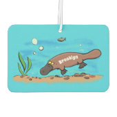 Cartoon voor het zwemmen van cute platypus luchtverfrisser (Achterkant)