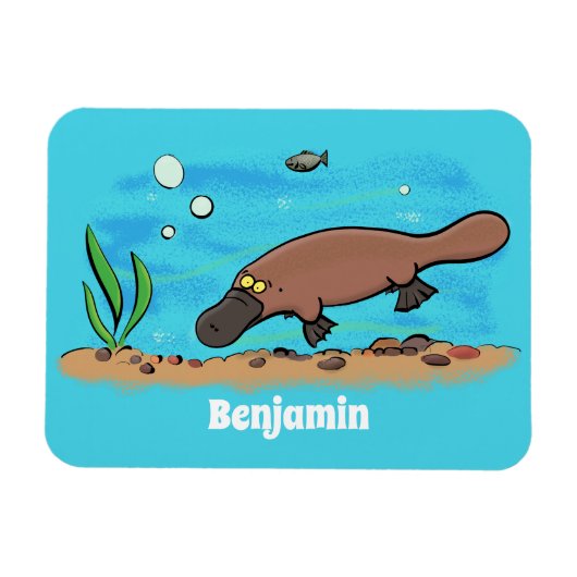 Cartoon voor het zwemmen van cute platypus magneet (Horizontaal)