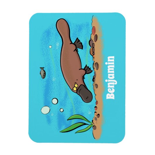 Cartoon voor het zwemmen van cute platypus magneet (Verticaal)