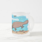 Cartoon voor het zwemmen van cute platypus matglas koffiemok (Voorkant rechts)
