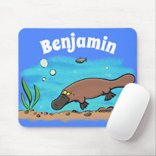 Cartoon voor het zwemmen van cute platypus muismat