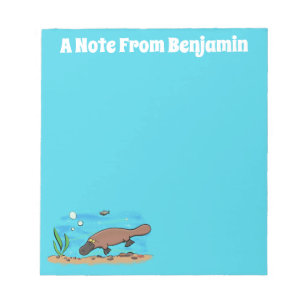 Cartoon voor het zwemmen van cute platypus notitieblok