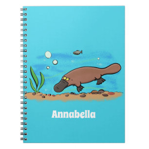Cartoon voor het zwemmen van cute platypus notitieboek