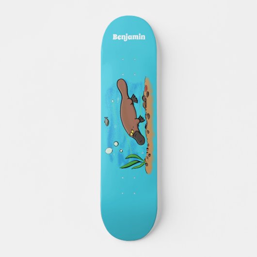 Cartoon voor het zwemmen van cute platypus persoonlijk skateboard (Voorkant)