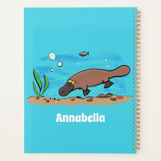 Cartoon voor het zwemmen van cute platypus planner (Achterkant)