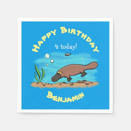 Cartoon voor het zwemmen van cute platypus servet (Voorkant)