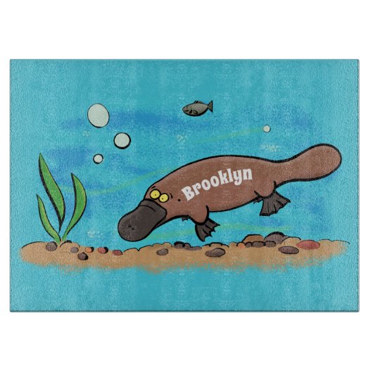 Cartoon voor het zwemmen van cute platypus snijplank (Voorkant)