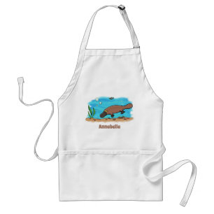 Cartoon voor het zwemmen van cute platypus standaard schort