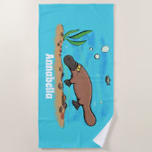 Cartoon voor het zwemmen van cute platypus strandlaken (Voorkant)