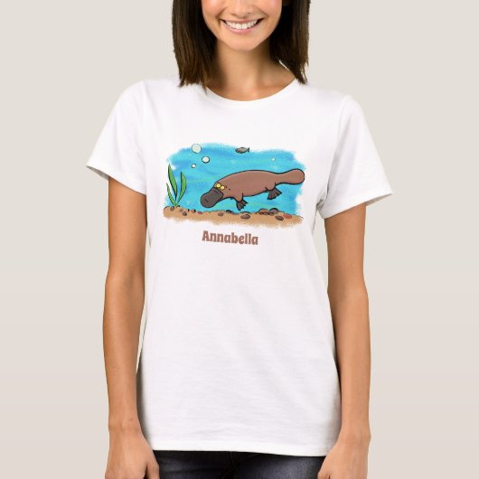 Cartoon voor het zwemmen van cute platypus t-shirt (Voorkant)