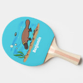 Cartoon voor het zwemmen van cute platypus tafeltennisbatje (Zijkant)