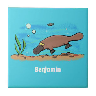Cartoon voor het zwemmen van cute platypus tegeltje