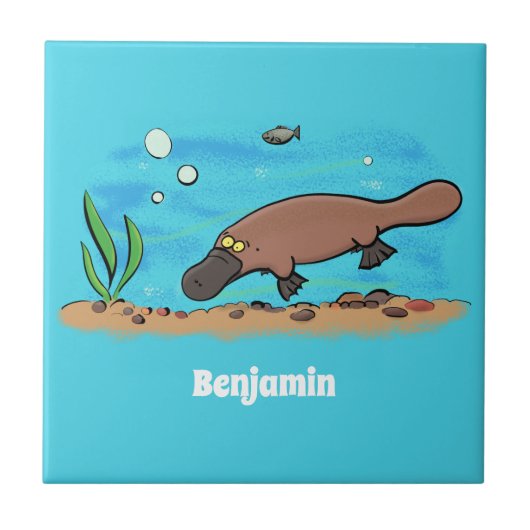 Cartoon voor het zwemmen van cute platypus tegeltje (Voorkant)