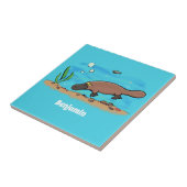 Cartoon voor het zwemmen van cute platypus tegeltje (Zijkant)
