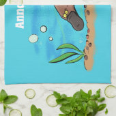 Cartoon voor het zwemmen van cute platypus theedoek (Gevouwen)