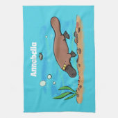 Cartoon voor het zwemmen van cute platypus theedoek (Verticaal)