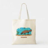 Cartoon voor het zwemmen van cute platypus tote bag (Achterkant)