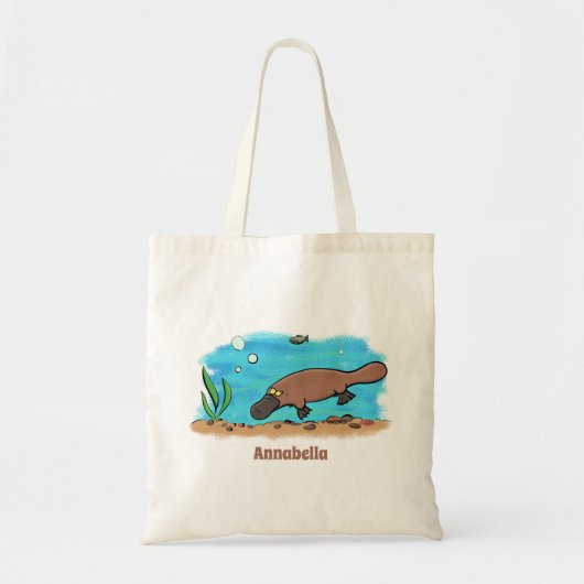Cartoon voor het zwemmen van cute platypus tote bag (Voorkant)