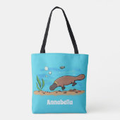 Cartoon voor het zwemmen van cute platypus tote bag (Achterkant)