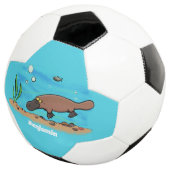 Cartoon voor het zwemmen van cute platypus voetbal (Drie kwart)