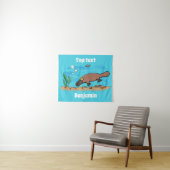 Cartoon voor het zwemmen van cute platypus wandkleed (In Situ (horizontaal))