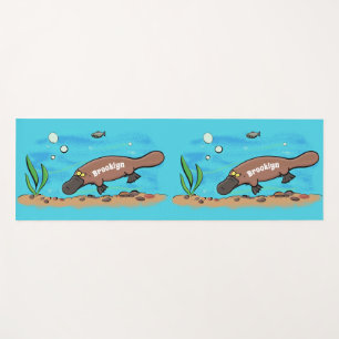 Cartoon voor het zwemmen van cute platypus yogamat