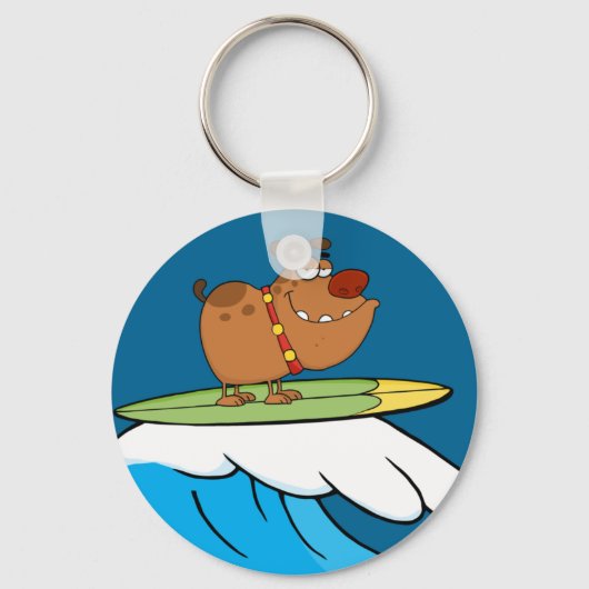 cartoon voor hondensurfen sleutelhanger (Voorkant)