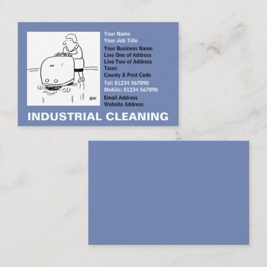 Cartoon voor industriële reiniging visitekaartje (Voorkant / Achterkant)