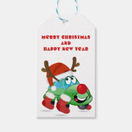 Cartoon voor kerstmis cadeaulabel