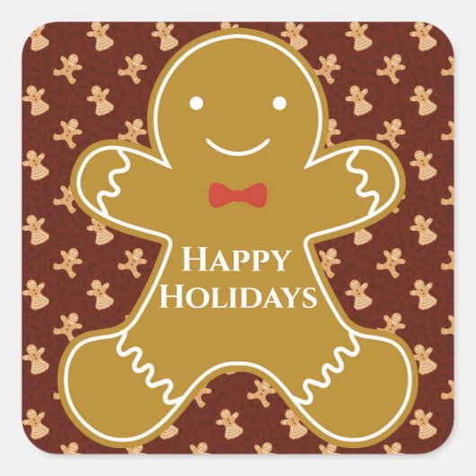Cartoon voor kerstmis Gingerbrood Cookie Vierkante Sticker (Voorkant)