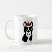 Cartoon voor Kerstmis van Boston Terrier Snowflake Koffiemok (Links)