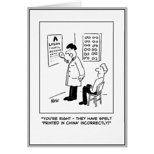 Cartoon voor klanten en Opticien. (Voorkant)