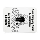 Cartoon voor mechanische autoonderhoud en reparati magneet (Horizontaal)