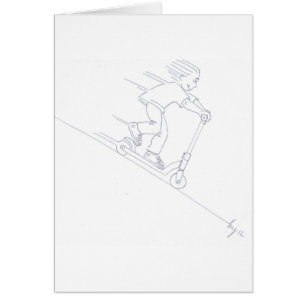 cartoon voor microscooter, zwart-wit