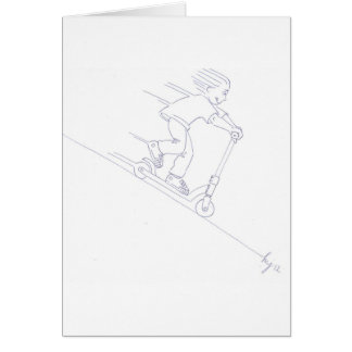 cartoon voor microscooter, zwart-wit