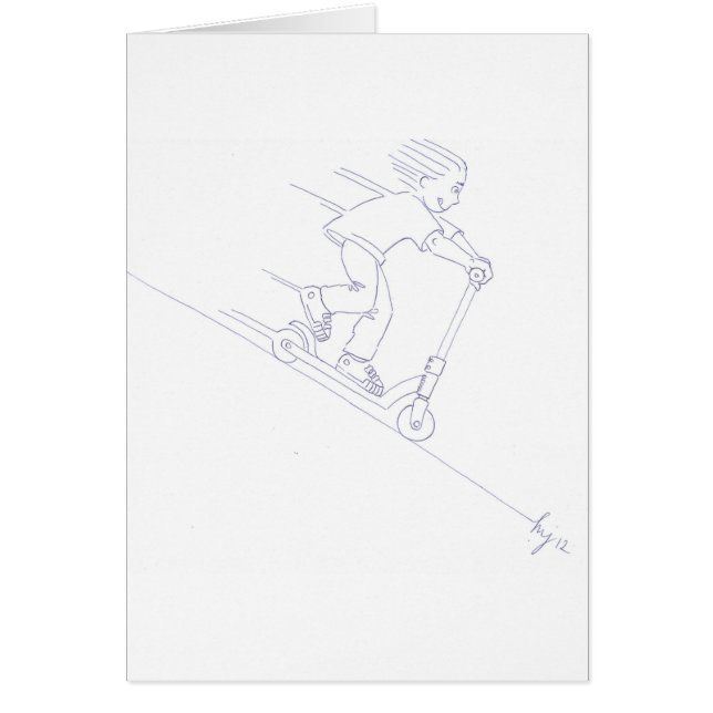 cartoon voor microscooter, zwart-wit (Voorkant)