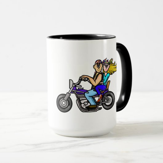 Cartoon voor motorfietsen:    zelfaanpassing! mok (Voorkant rechts)